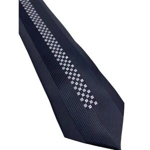 Chi Chi Tie Black & White Formal Fancy Mens Necktie Raised Check Stripe Gatsby